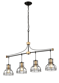 Dining Room Light Fixture Chandelier Over Table, 40-Inch Hanging For Farmhouse Linear Chandeliers,4-Light Kitchen Island Lighting,Matte Black And (Option: Matte Black)